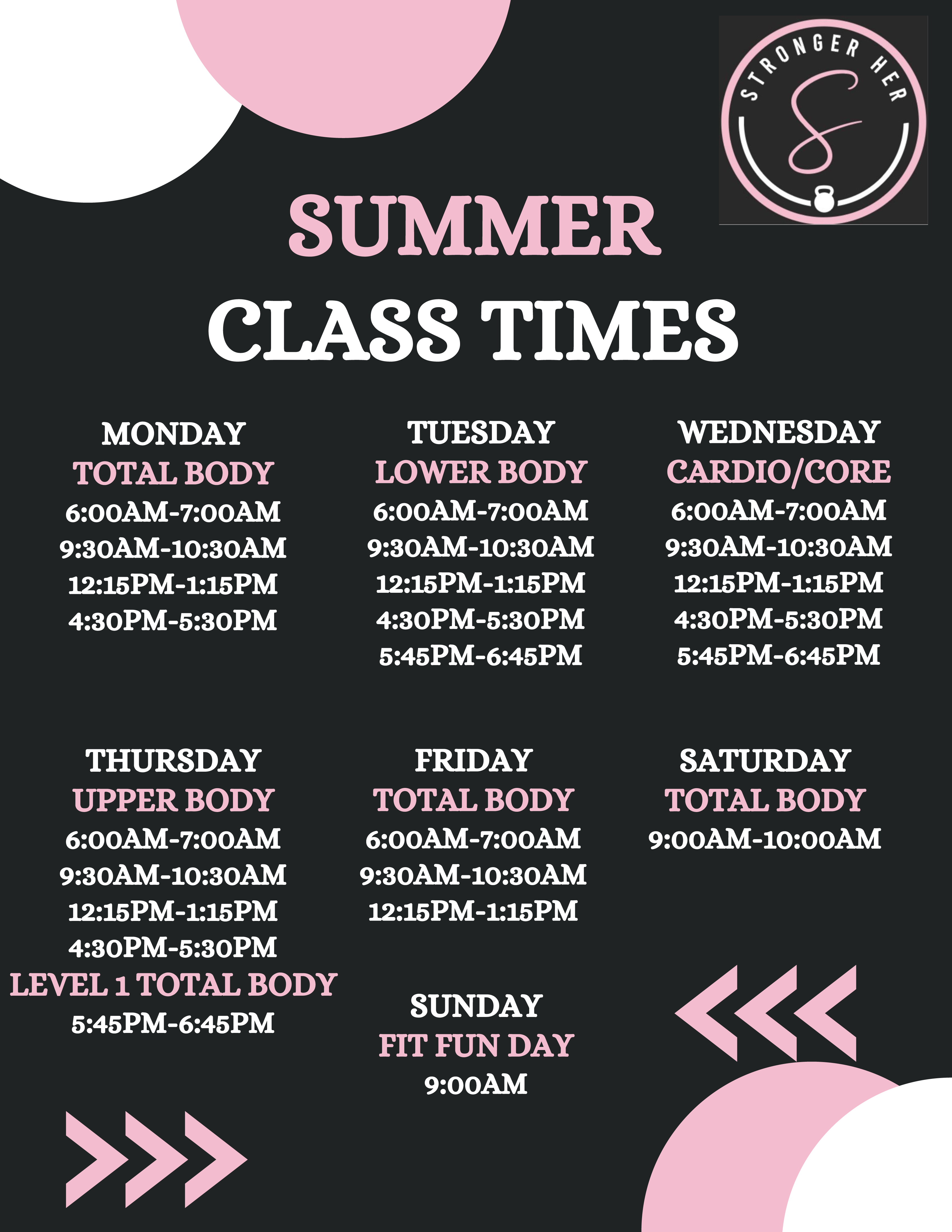 2025 Stronger Her Summer Schedule